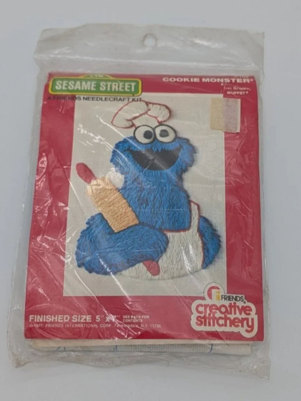 1977 Sesame Street Oscar, Big Bird, & Cookie Monster Needlecraft Kits-3 in Lot
